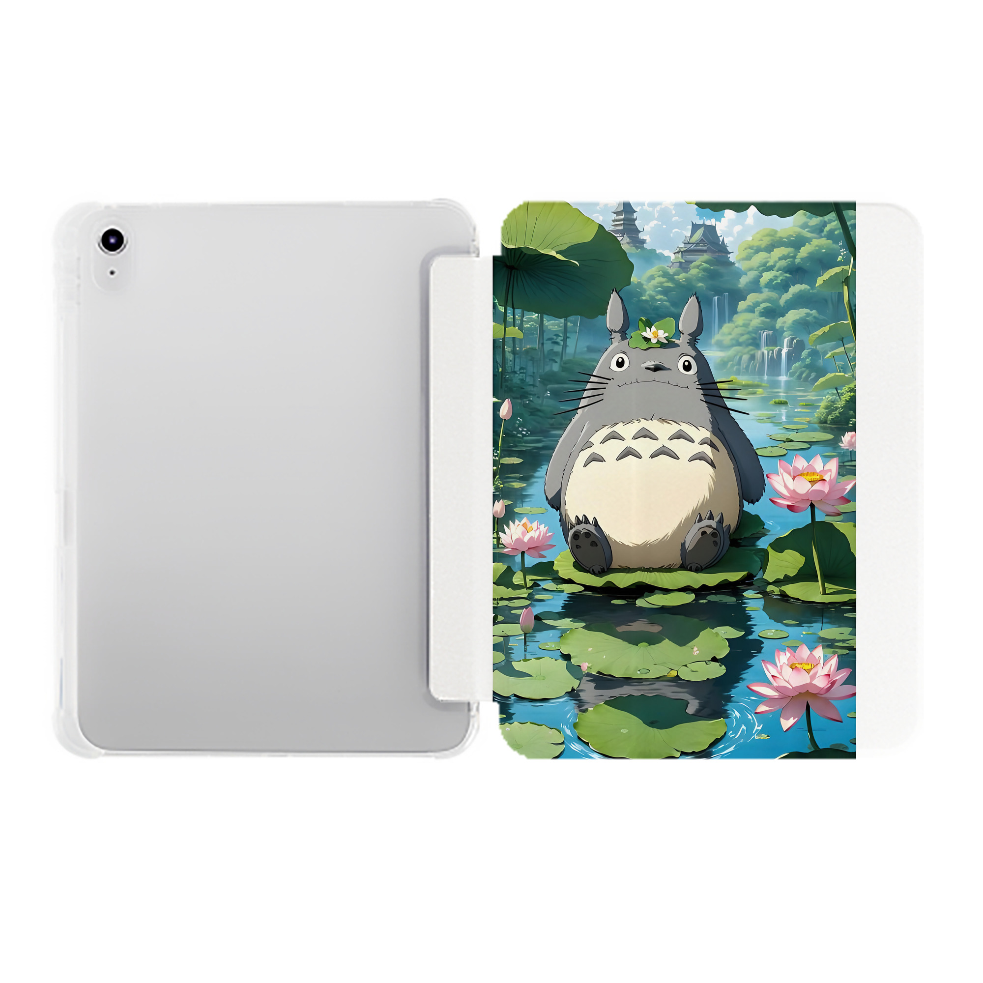 （画像用） となりのトトロ 草壁メイ 草壁サツキ My Neighbor Totoro Satsuki Kusakabe Mei Kusakabe IPad ケース ペン収納付き 三つ折りスタンド PUレザー×シリコン 対応機種9.5/10.5/10.9インチ